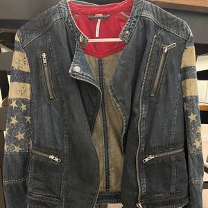 Free People ~ American Flag Jacket Coat ~ Size 6